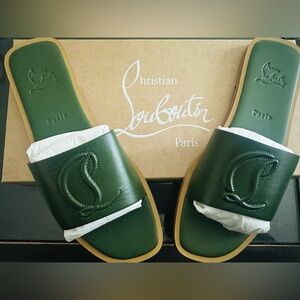 Christian Louboutin green flip flop sandal